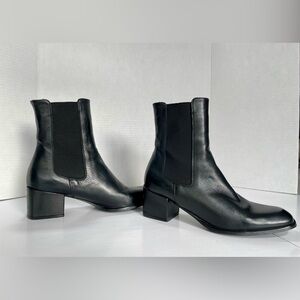 Roberto Botticelli Luxury Black Leather Square Toe Chelsea Boots 37 (7-7.5)